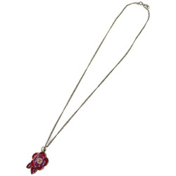 CHANEL Cocomark Flower GP Gold Red Purple Necklace 0159CHANEL
