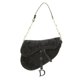 Christian Dior Dior Saddle Trotter Beads Spun Coat Shoulder Bag Canvas Black 0049Dior 6B0049ZS6
