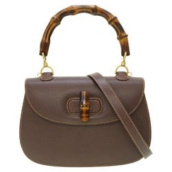 Gucci Bamboo Shoulder Handbag Leather Brown 0041GUCCI with shoulder strap 6B0041IEZ6