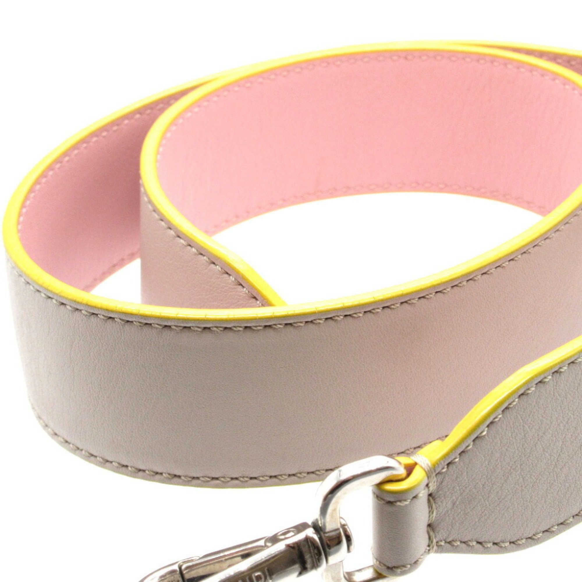 Fendi Leather Gray Pink Shoulder Strap 0150FENDI