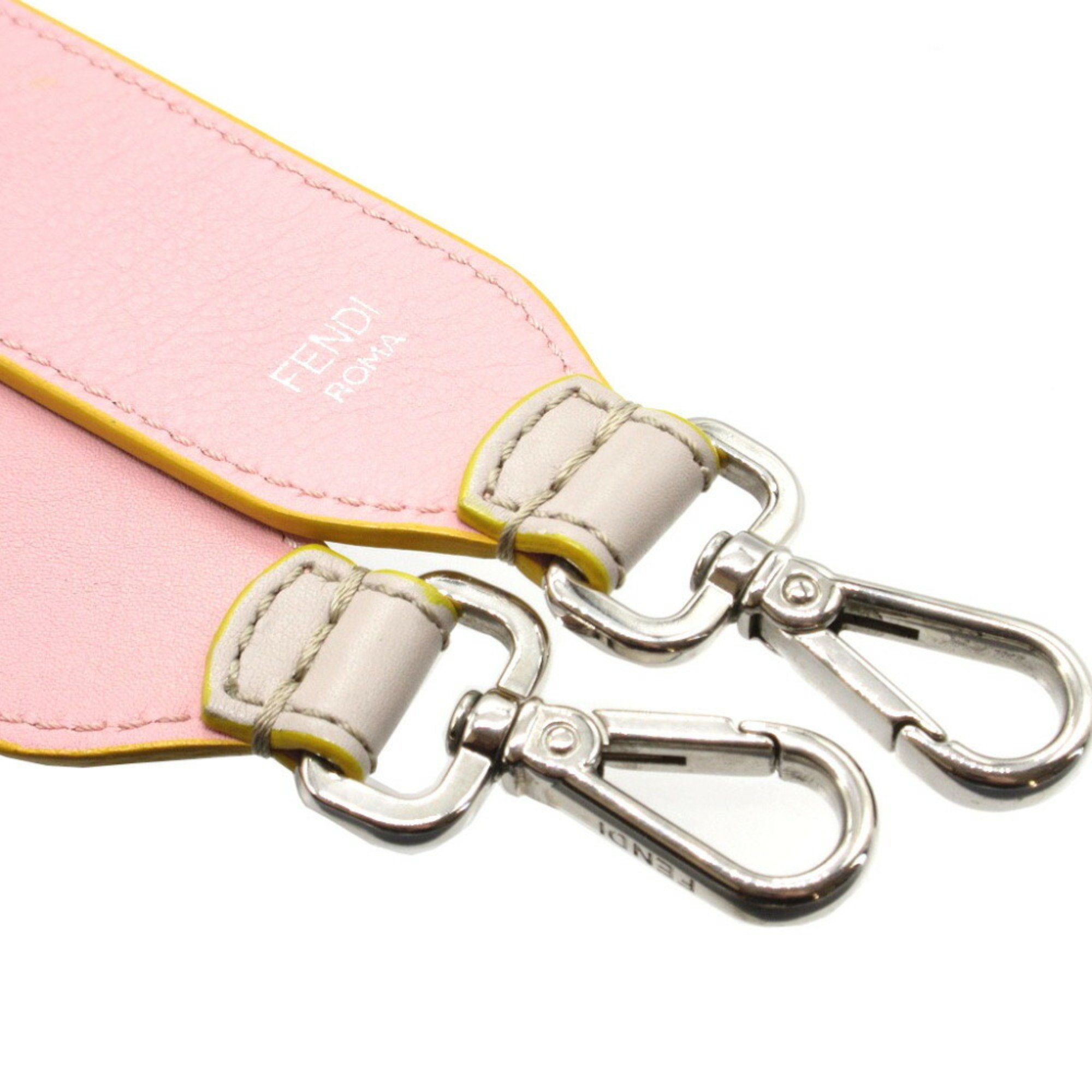 Fendi Leather Gray Pink Shoulder Strap 0150FENDI