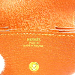 Hermes Le Calanhuit LE48 G engraved Chevre Red Orange Coin Case 0157HERMES