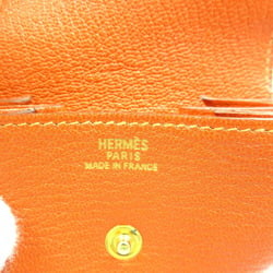 Hermes Le Calanhuit LE48 G engraved Chevre Red Orange Coin Case 0157HERMES