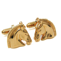 Hermes Metal Fixed Backing Cufflinks Gold horse cufflinks