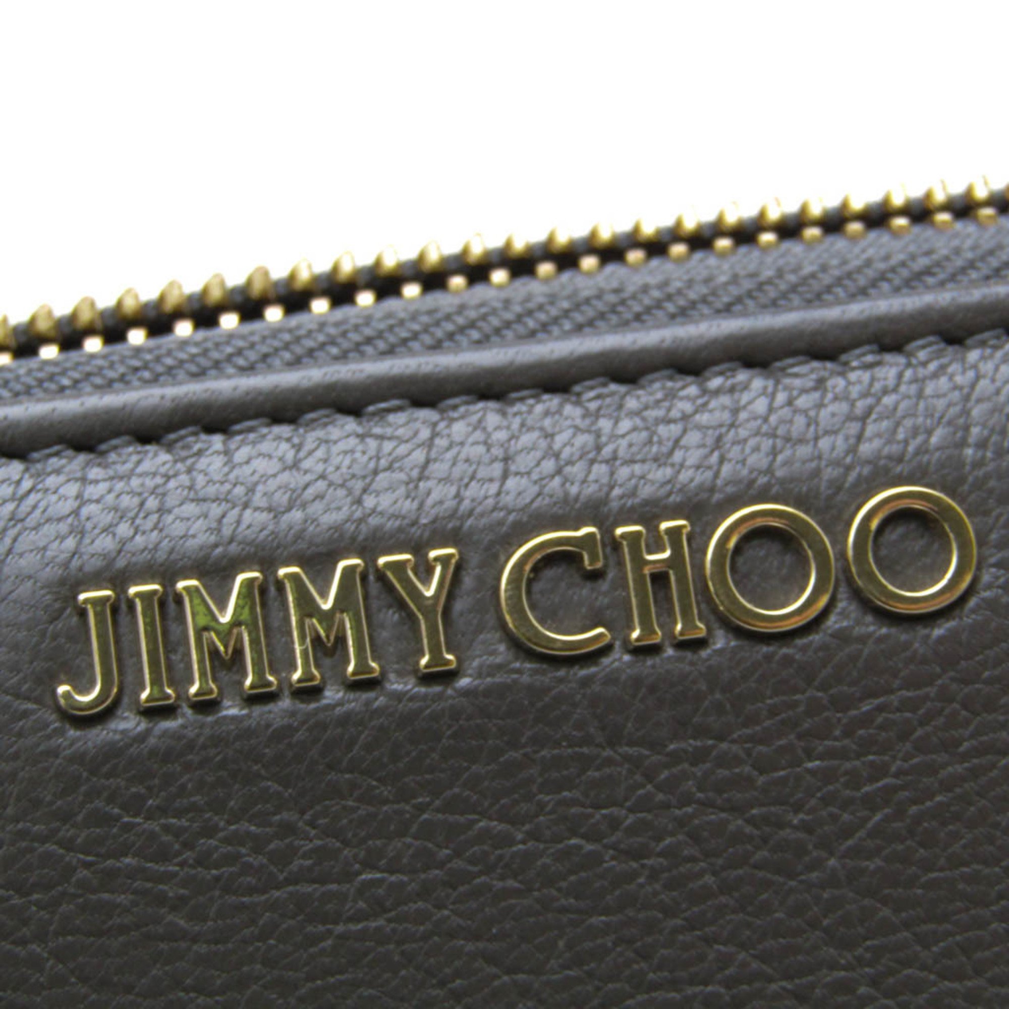 Jimmy Choo PIPPA Women,Men Leather Long Wallet (bi-fold) Dark Gray