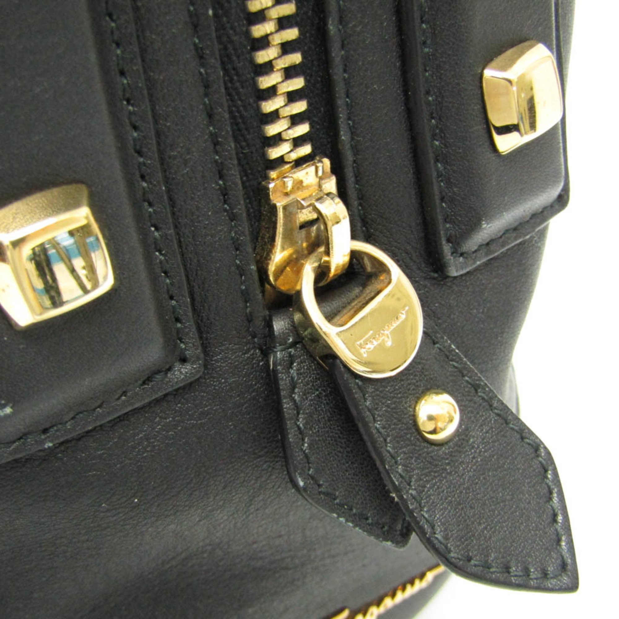 Salvatore Ferragamo BW-21 D374 Women's Leather Handbag Black