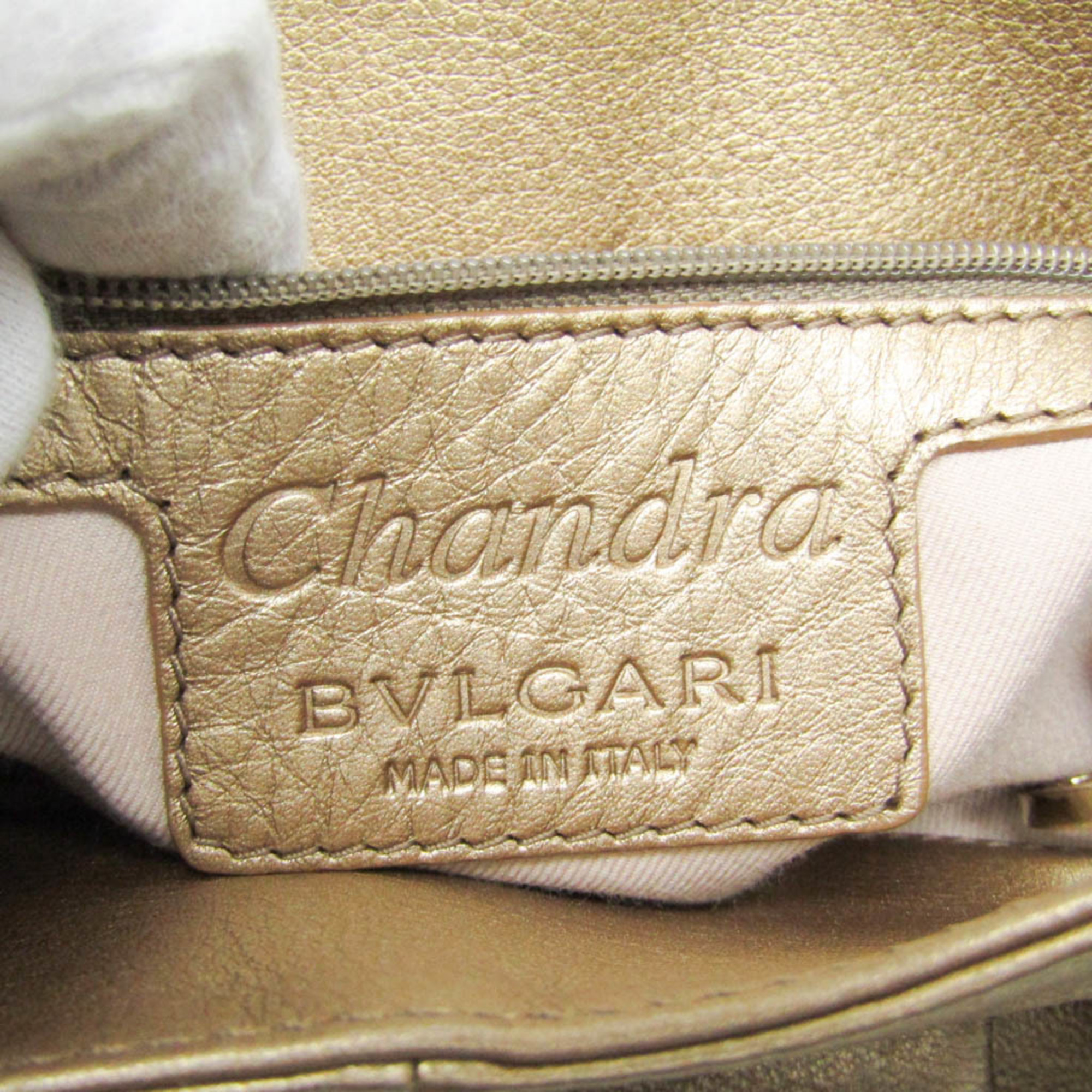 Bvlgari Chandra 32303 Women's Leather Tote Bag Gold