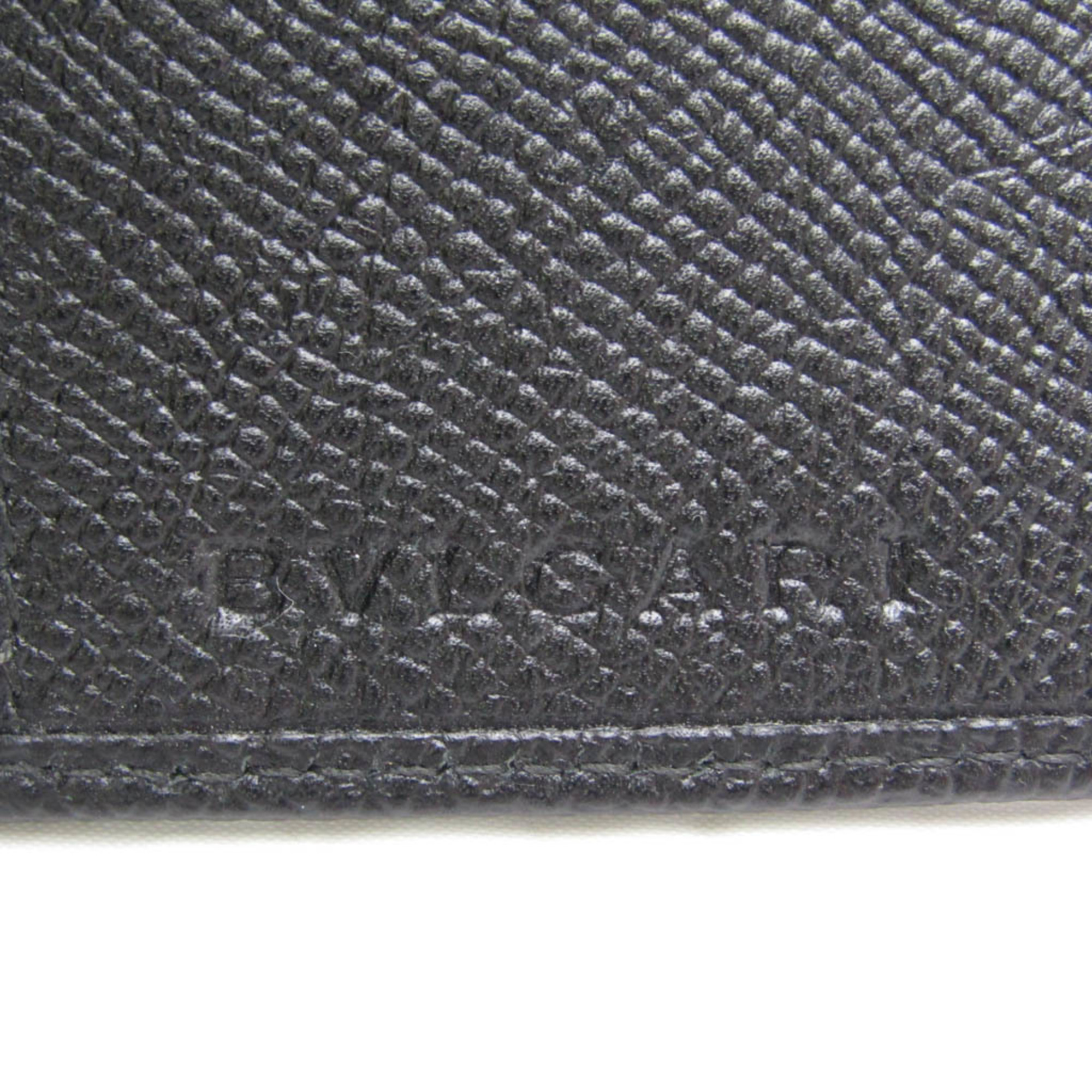 Bvlgari Logo Button Women,Men Leather Key Case Black