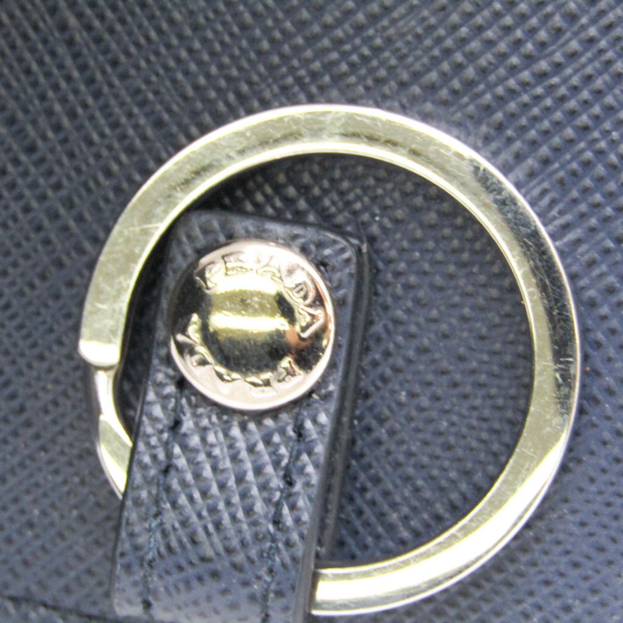 Prada Saffiano Men,Women Leather Key Case Black,Navy