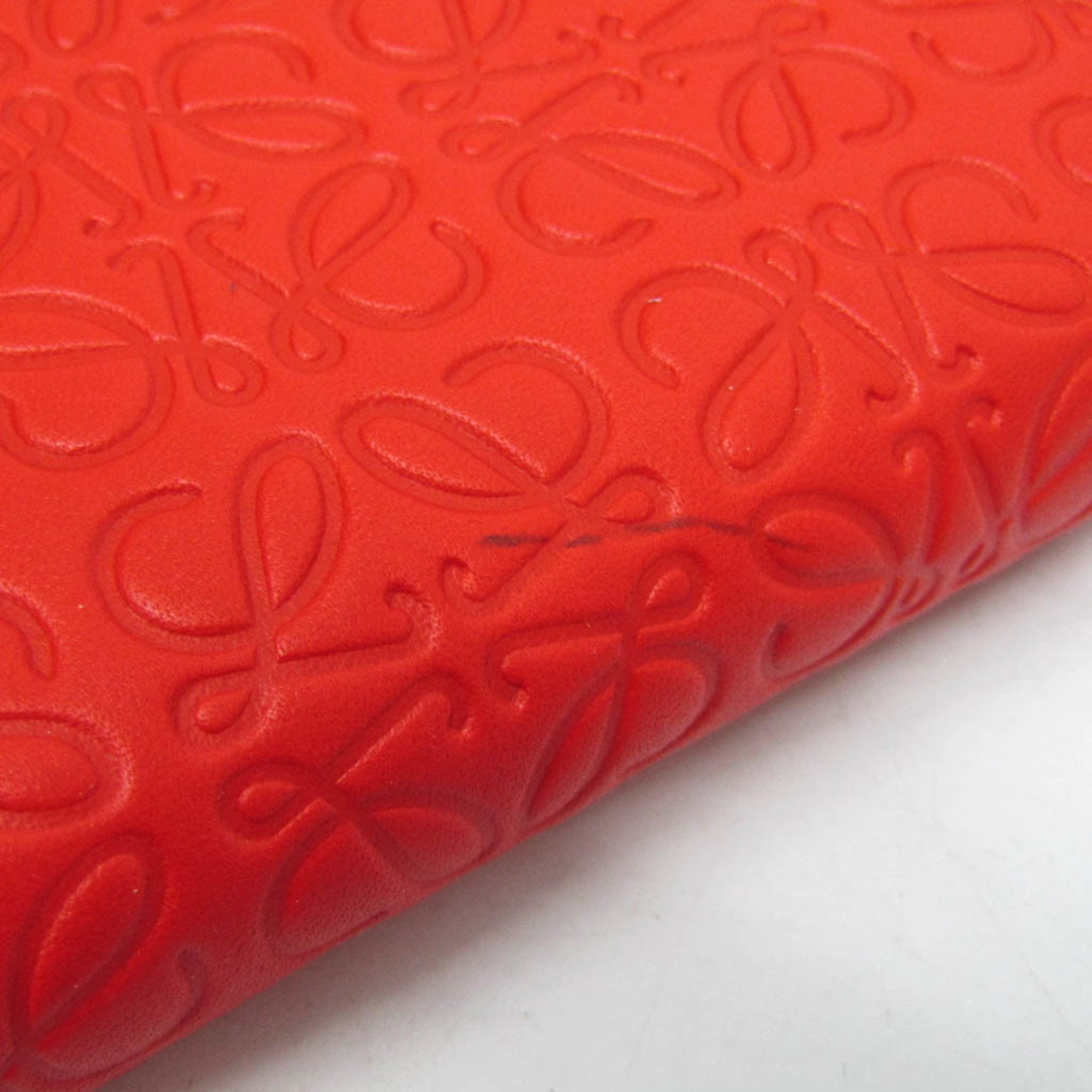 Loewe Anagram Women's Leather Middle Wallet (bi-fold) Orange Red