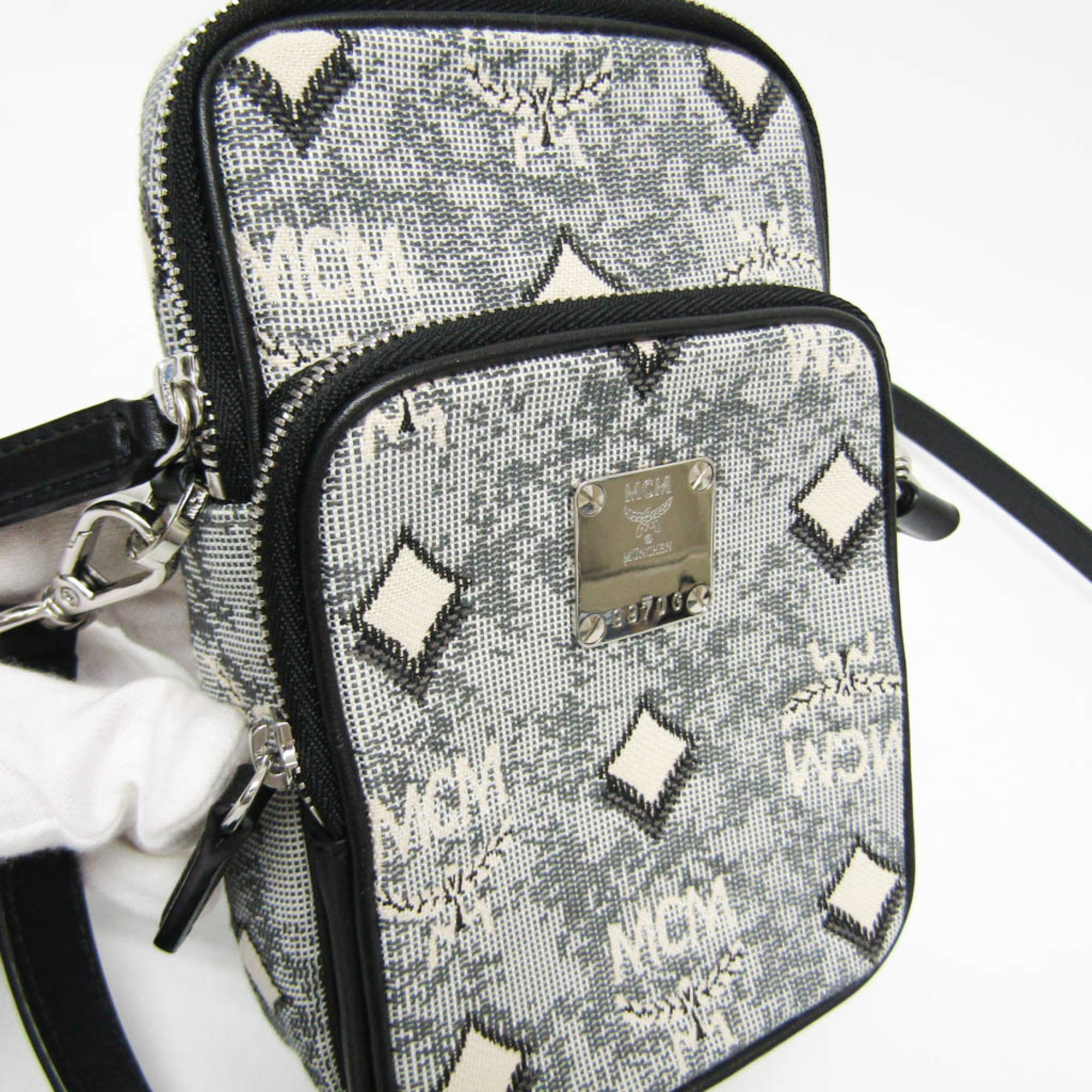 MCM MONOGRAM CROSSBODY BAG MMRBATQ02EG001 Women's Jacquard,Leather Handbag,Shoulder Bag Black,Gray