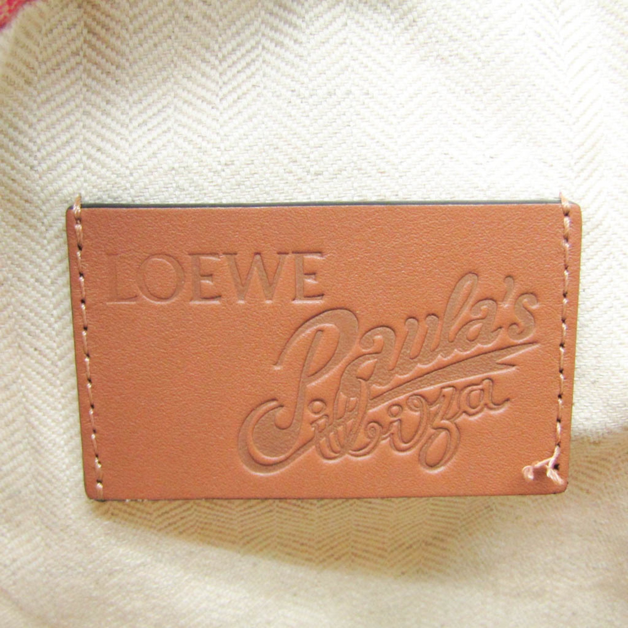 Loewe Bottle Cap Paulas Drawstring Pouch Women's Leather,Cotton Pouch Multi-color,Orange,Pink