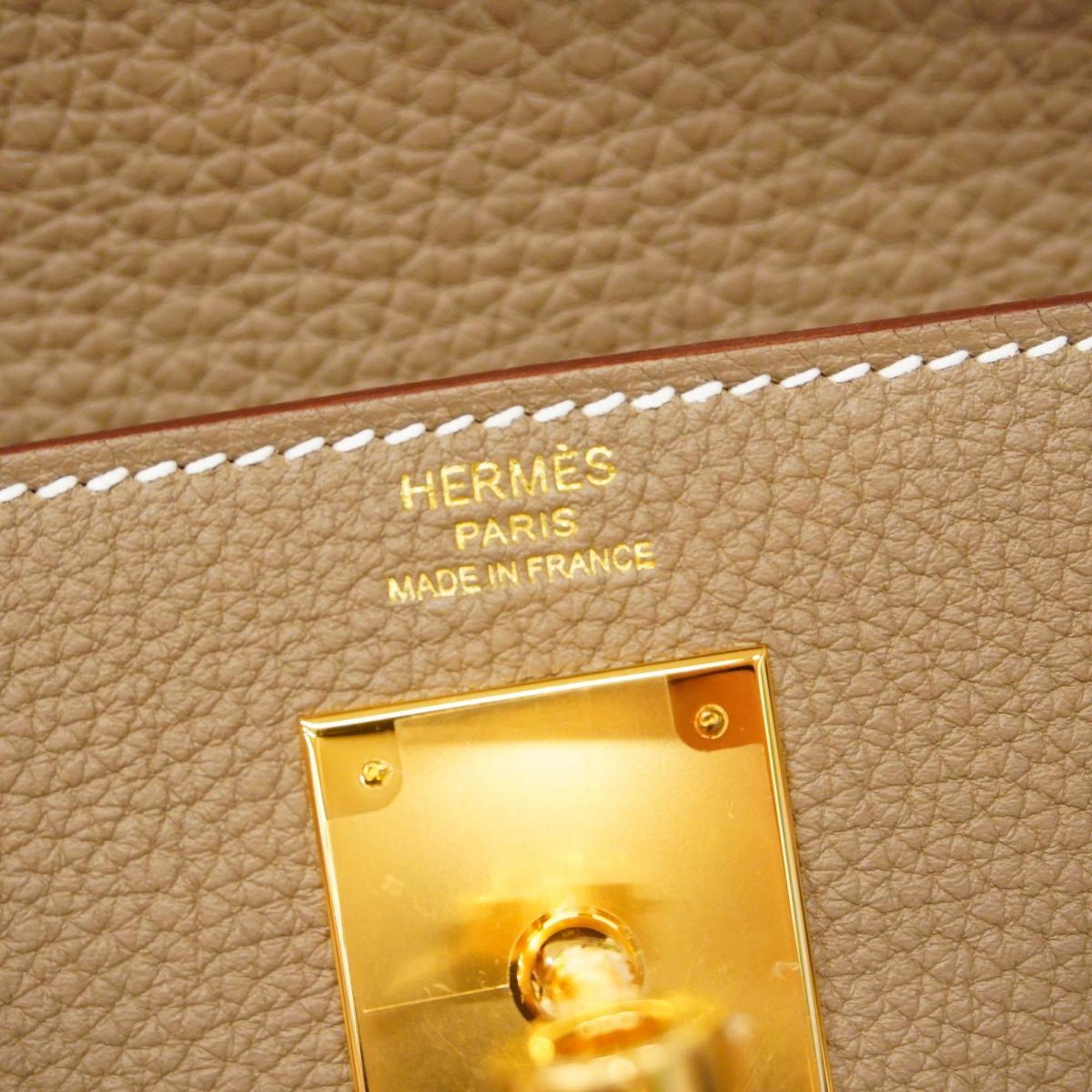 Hermes Handbag Kelly 28 B Engraved Togo Etoupe Ladies