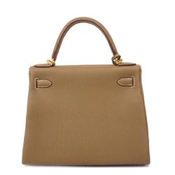 Hermes Handbag Kelly 28 B Engraved Togo Etoupe Ladies