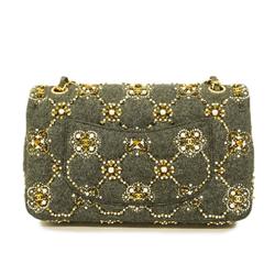 Chanel Shoulder Bag Matelasse W Flap Chain Wool Pearl Gray Champagne Ladies