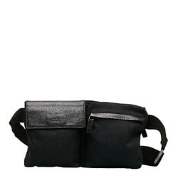 Gucci GG Canvas Body Bag Waist 28566 Black Leather Women's GUCCI