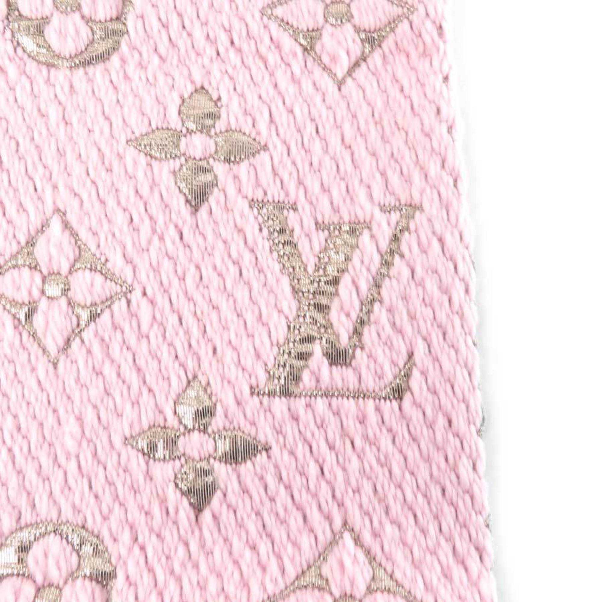 LOUIS VUITTON Muffler Escharpe Logomania Shine Wool/Silk Pink Women's M70466