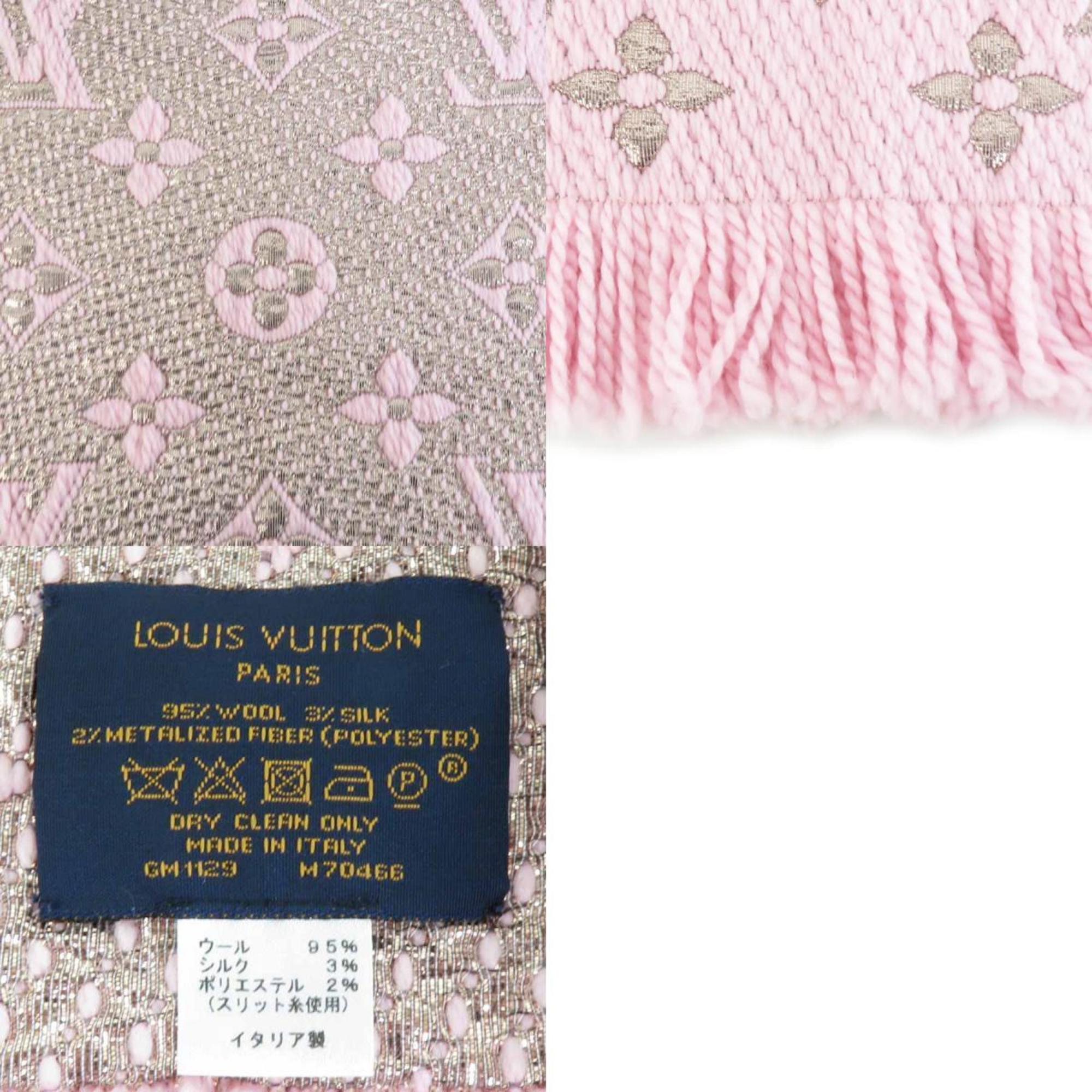 LOUIS VUITTON Muffler Escharpe Logomania Shine Wool/Silk Pink Women's M70466