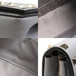 Valentino Garavani Crossbody Shoulder Bag Rockstud Leather/Metal Light Gray/Light Gold Women's