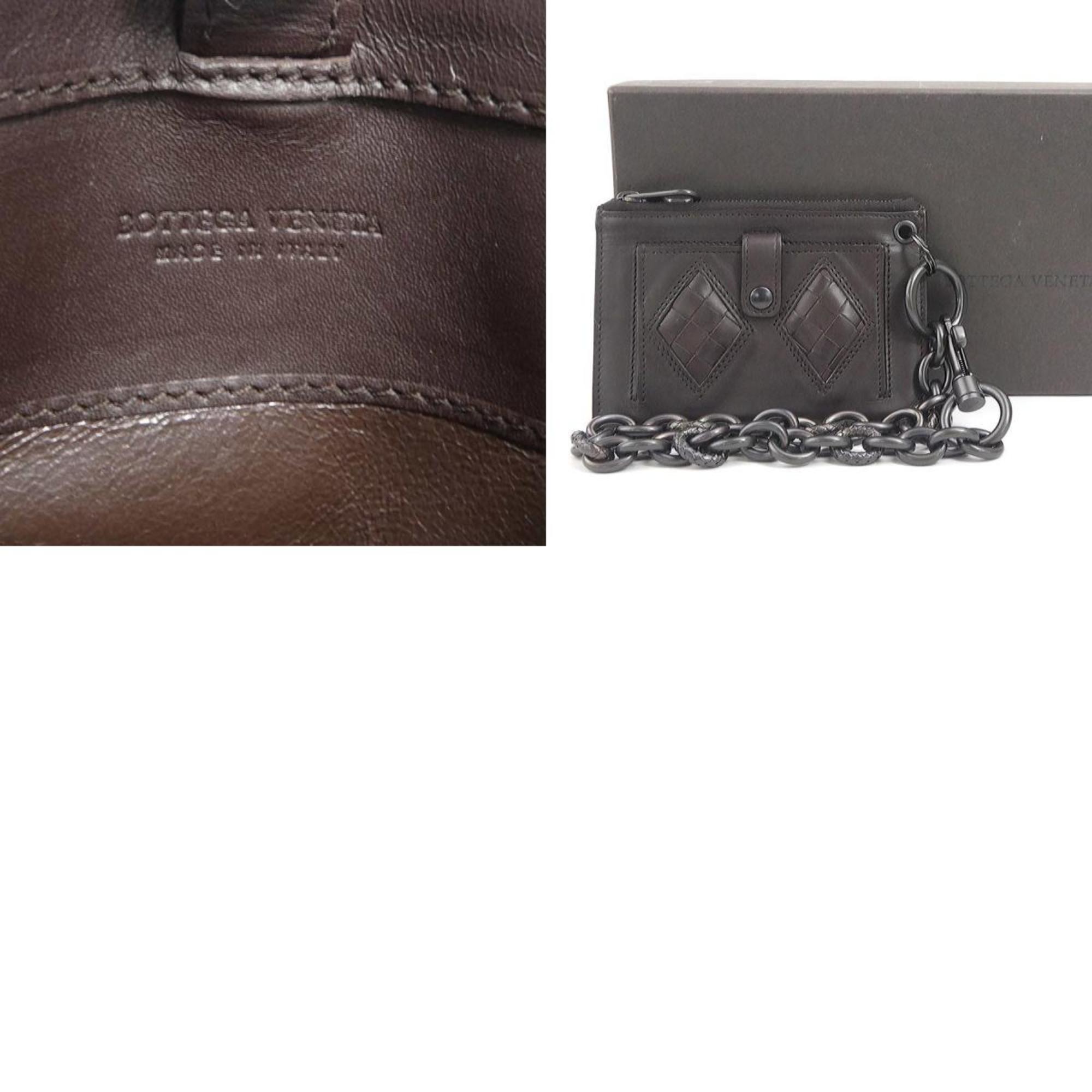 Bottega Veneta BOTTEGA VENETA Coin Case Intrecciato Leather Brown Men's