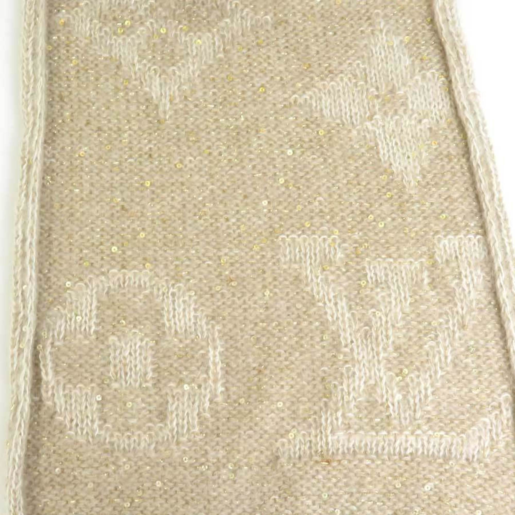 LOUIS VUITTON Muffler Cotton/Sequins/Mohair Beige/Gold Unisex