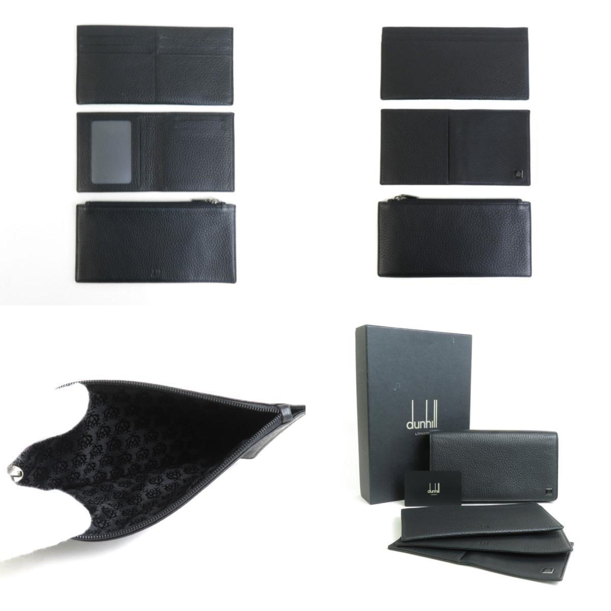 Dunhill Long Wallet Second Bag Leather Black Men's