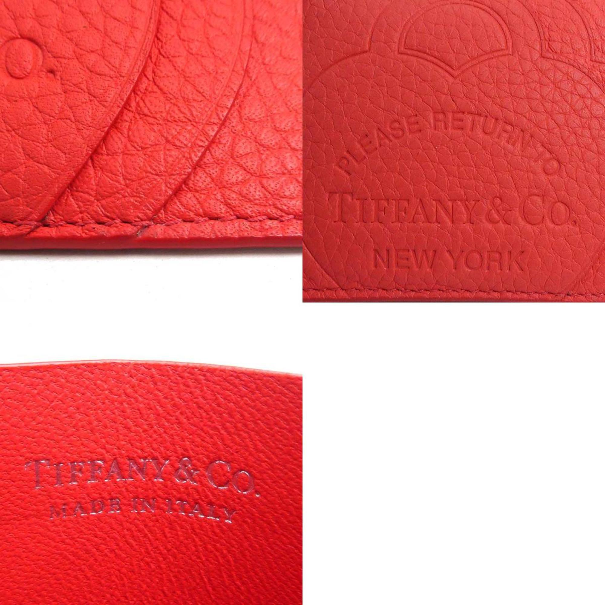 Tiffany TIFFANY&Co. Card Case Business Holder Pass Return to Leather Red Ladies
