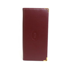Cartier CARTIER bifold long wallet leather burgundy gold unisex