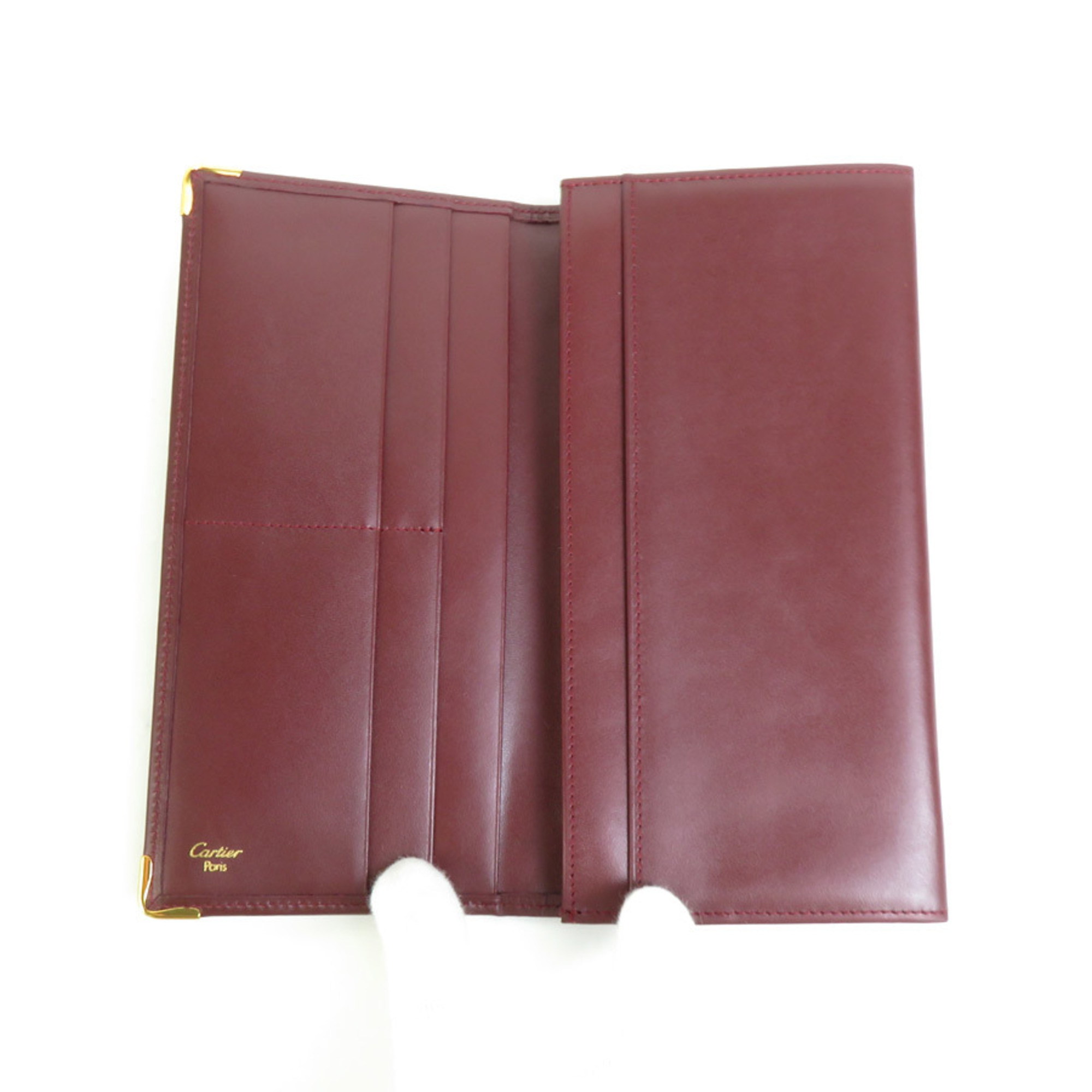 Cartier CARTIER bifold long wallet leather burgundy gold unisex