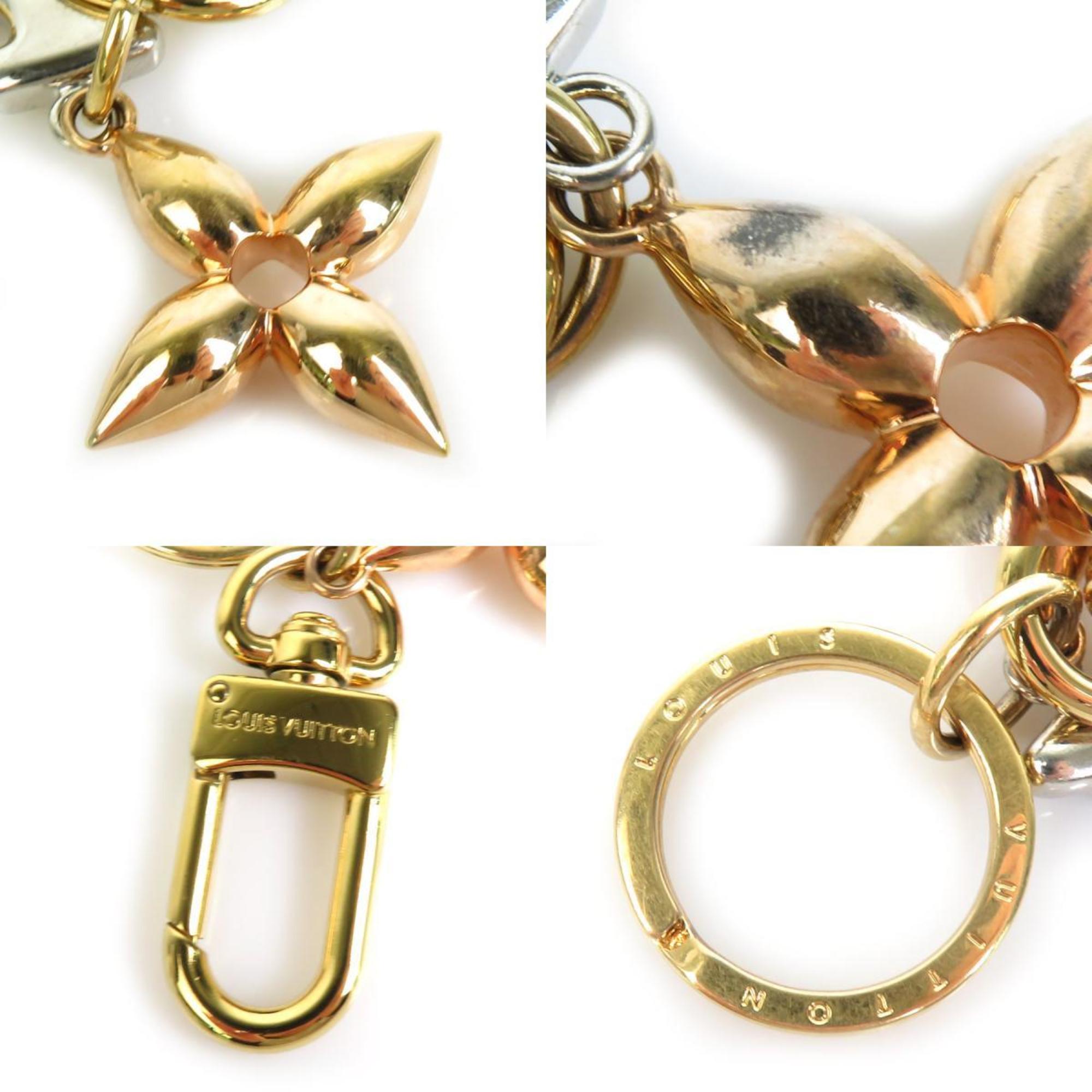 LOUIS VUITTON Charm Key Ring LV New Wave Metal Gold/Silver Women's M68449