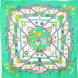 HERMES Scarf Muffler Carre90 Petite main Silk Green/Multicolor Ladies