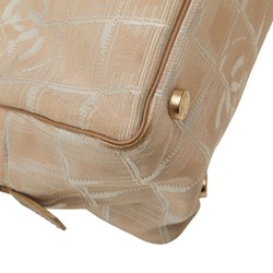 CHANEL Cocomark New Line Handbag Beige Nylon Leather Women's