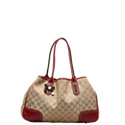 Gucci GG Canvas Princey Ribbon Shoulder Bag Tote 163805 Beige Red Leather Women's GUCCI