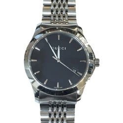 GUCCI 126.4 G Timeless Black Dial SS Stainless Steel Silver Analog Watch Men's Date Quartz ITSKSA1GZZL4 RK1055D