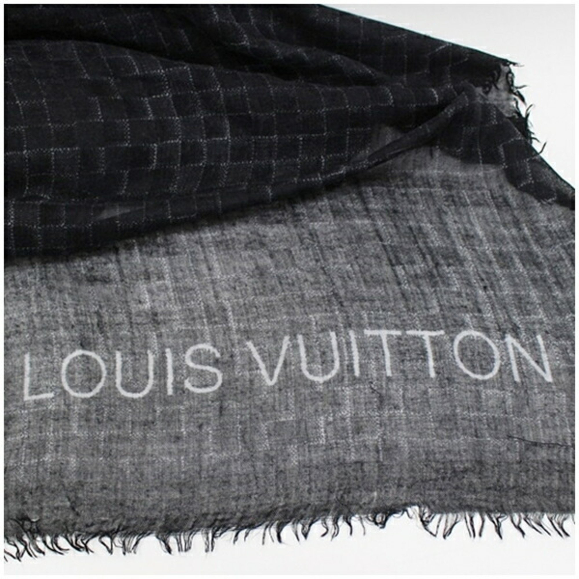 Louis Vuitton Shawl Large Cashmere x Silk Black 401910 Women's