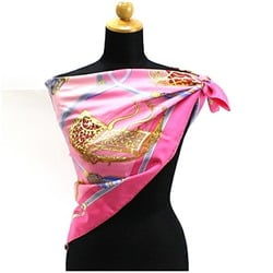 Hermes Silk Scarf Muffler Carre90 LES MUSEROLLES Pink HERMES Ladies