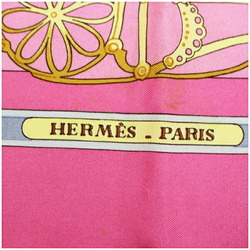 Hermes Silk Scarf Muffler Carre90 LES MUSEROLLES Pink HERMES Ladies