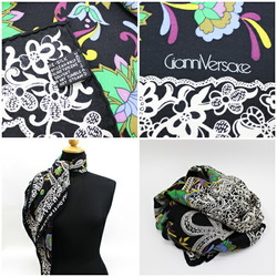 Gianni Versace Silk Scarf Muffler Black x Multicolor Versarce Women's