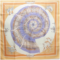 Hermes Silk Scarf Muffler Carre90 Compagnons De Mer (Friends of the Sea) Off White x Salmon Pink HERMES Ladies