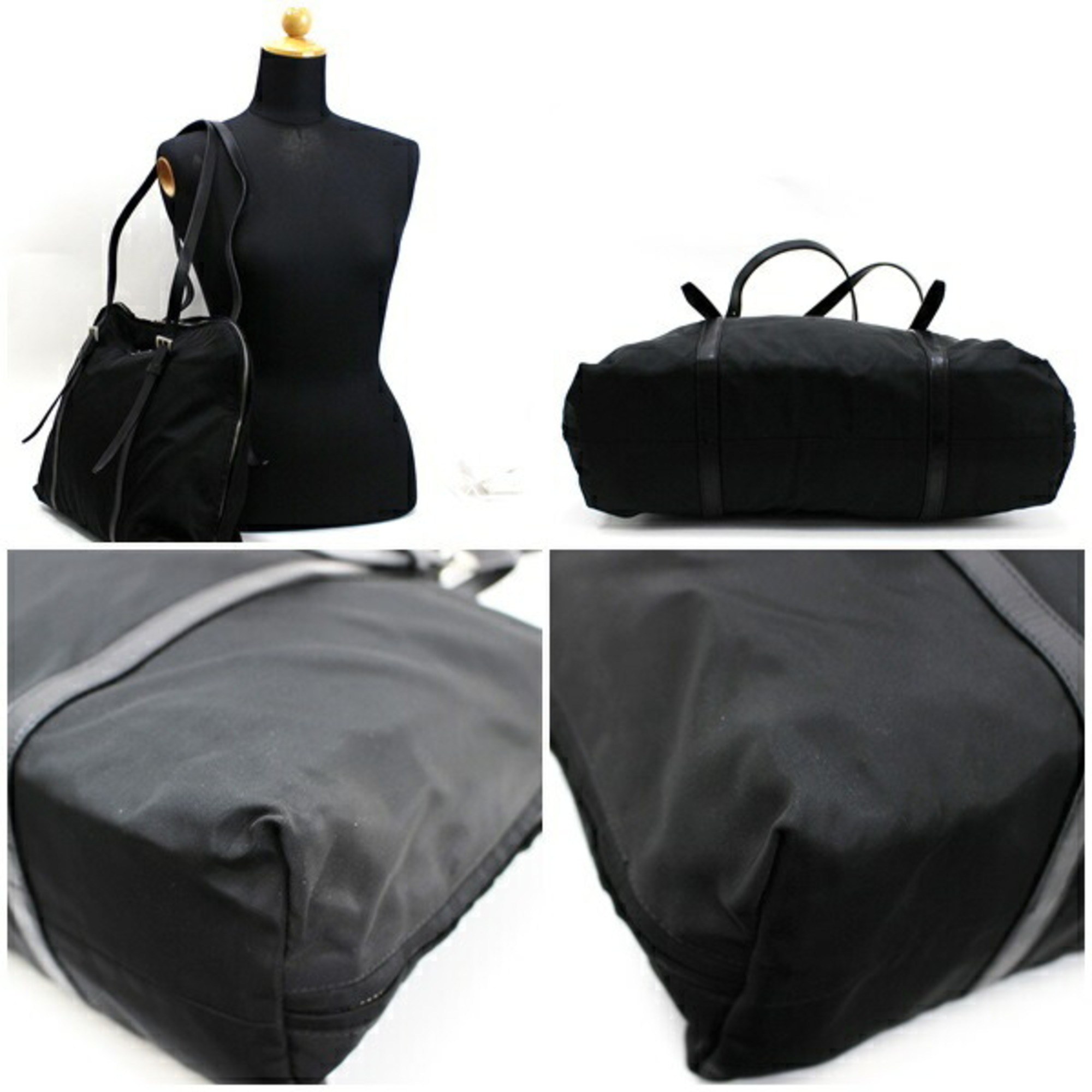 PRADA Nylon Tote Bag x Leather NERO (Black) Ladies