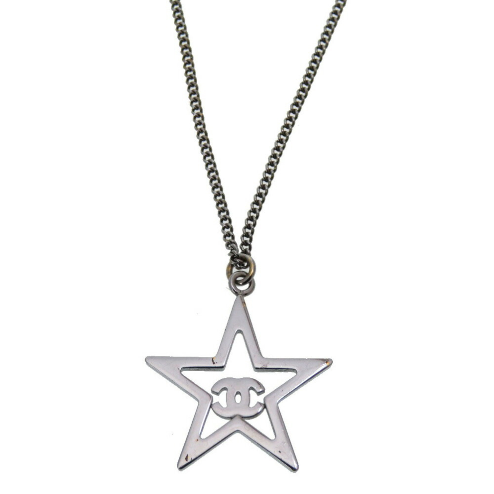 CHANEL Cocomark Star Stone Silver B17 Necklace 0242 5K0242A5
