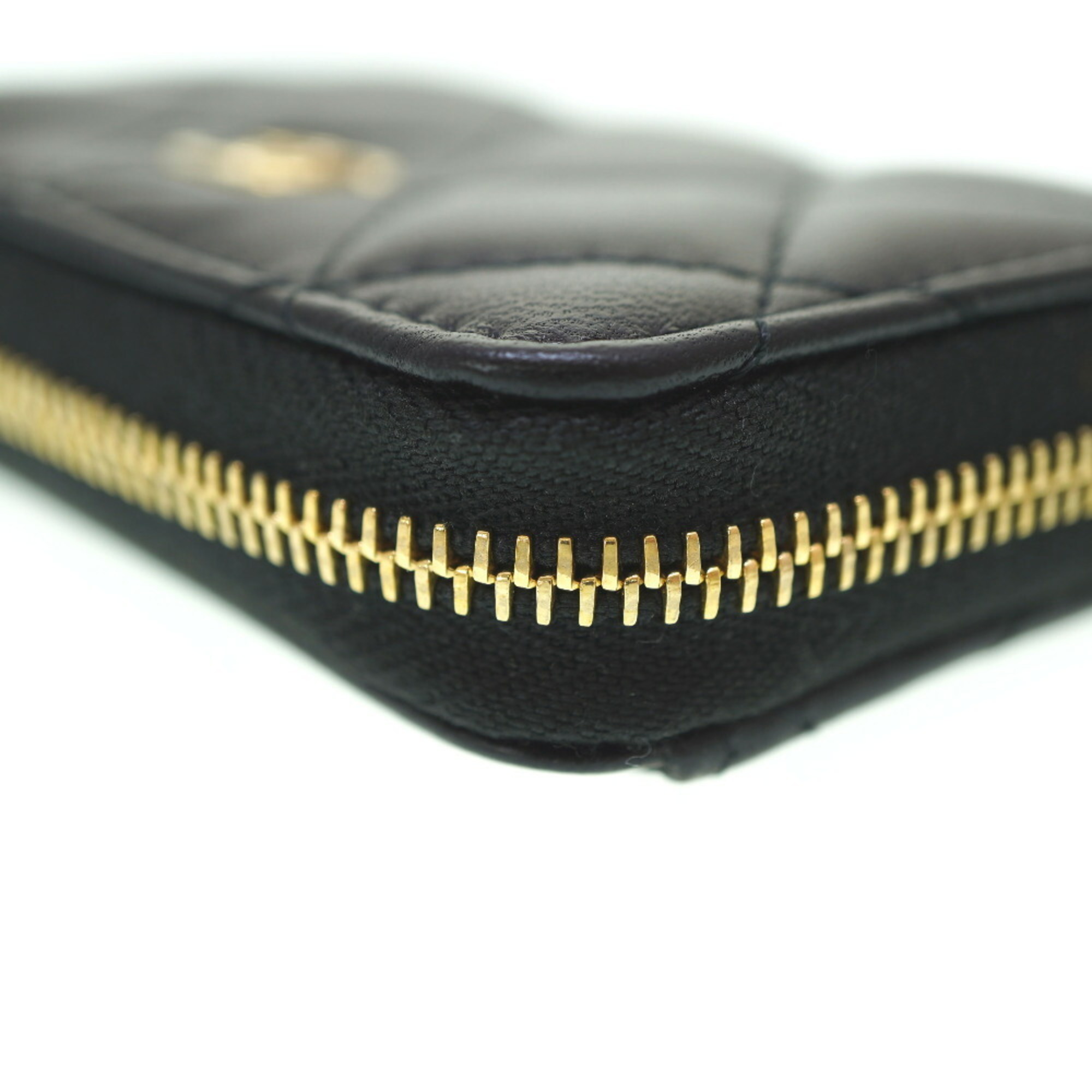 CHANEL Round Zip Coin Case Lambskin Black G Hardware 0059CHANEL 6A0059PI5