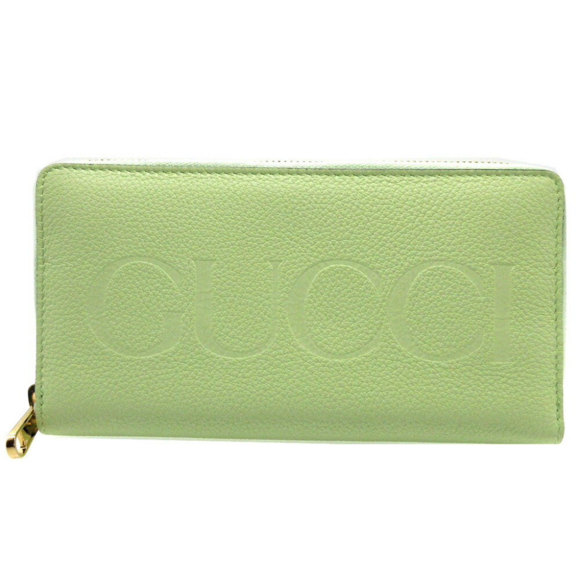 Gucci 658691 Leather Light Green Round Long Wallet 0142GUCCI