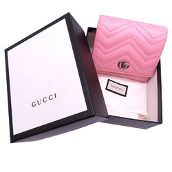 Gucci GG Marmont 598629 Compact Wallet Leather Pink Bifold 0052GUCCI 6B0052AEA5