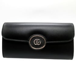 Gucci 762167 Joan Double Leather Black Bifold Long Wallet 0140GUCCI