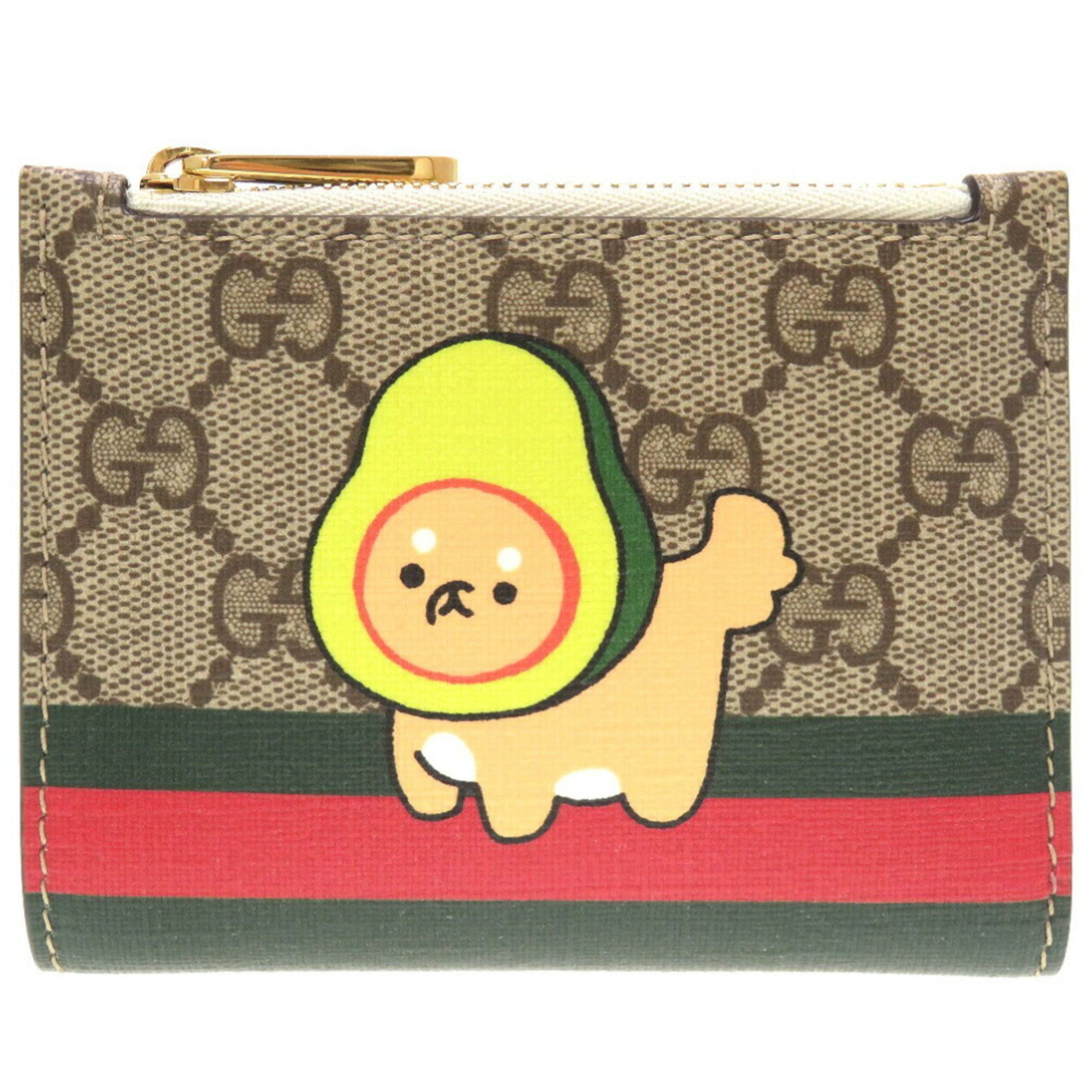 Gucci Compact Wallet 736758 Animal Print 2023 Model GG Supreme Leather Beige 0022GUCCI 5K0022SSG5