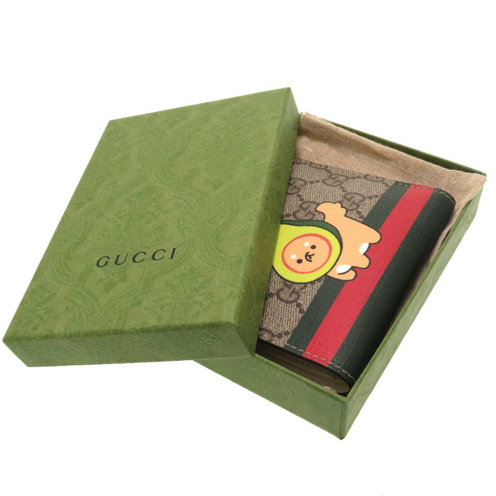 Gucci Compact Wallet 736758 Animal Print 2023 Model GG Supreme Leather Beige 0022GUCCI 5K0022SSG5