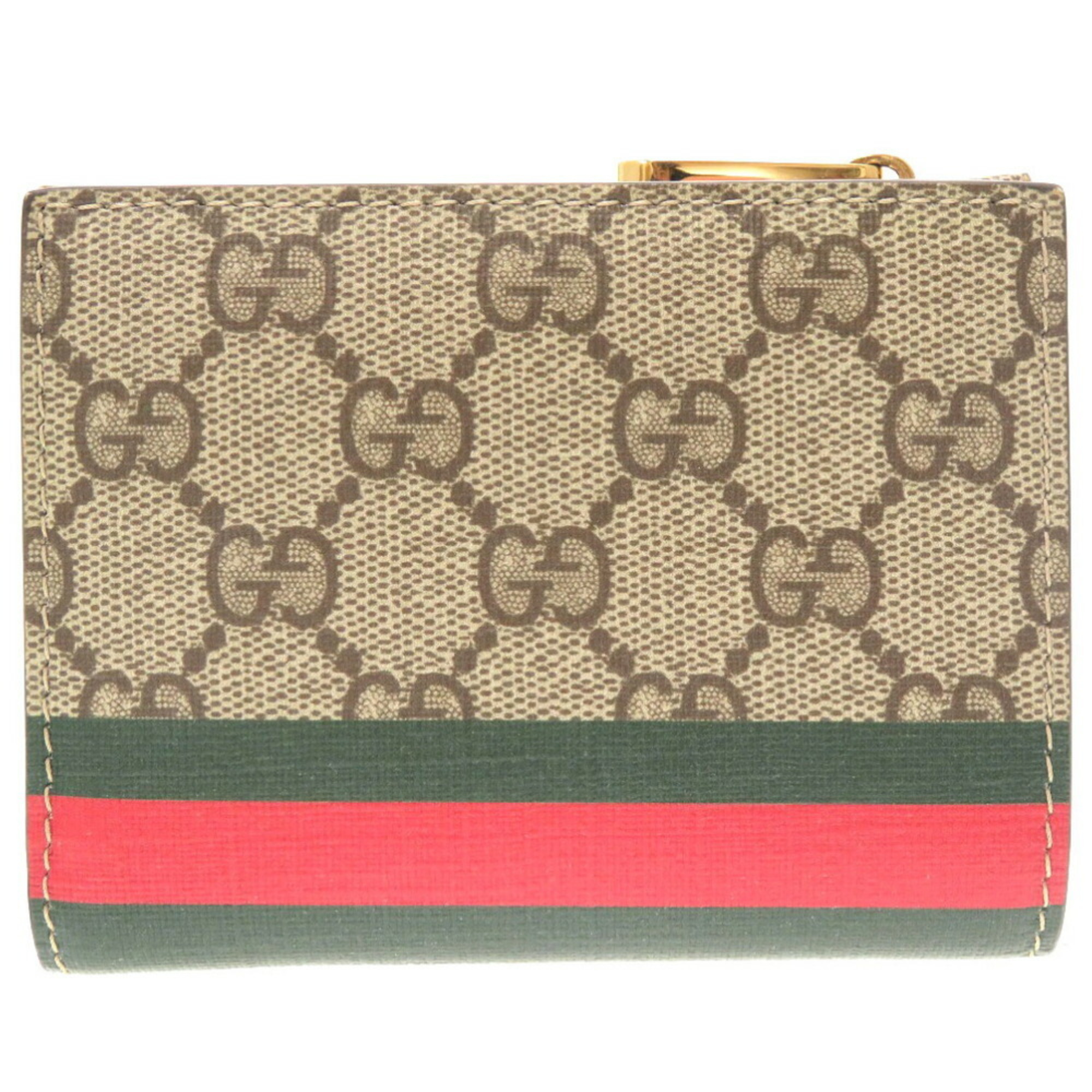 Gucci Compact Wallet 736758 Animal Print 2023 Model GG Supreme Leather Beige 0022GUCCI 5K0022SSG5