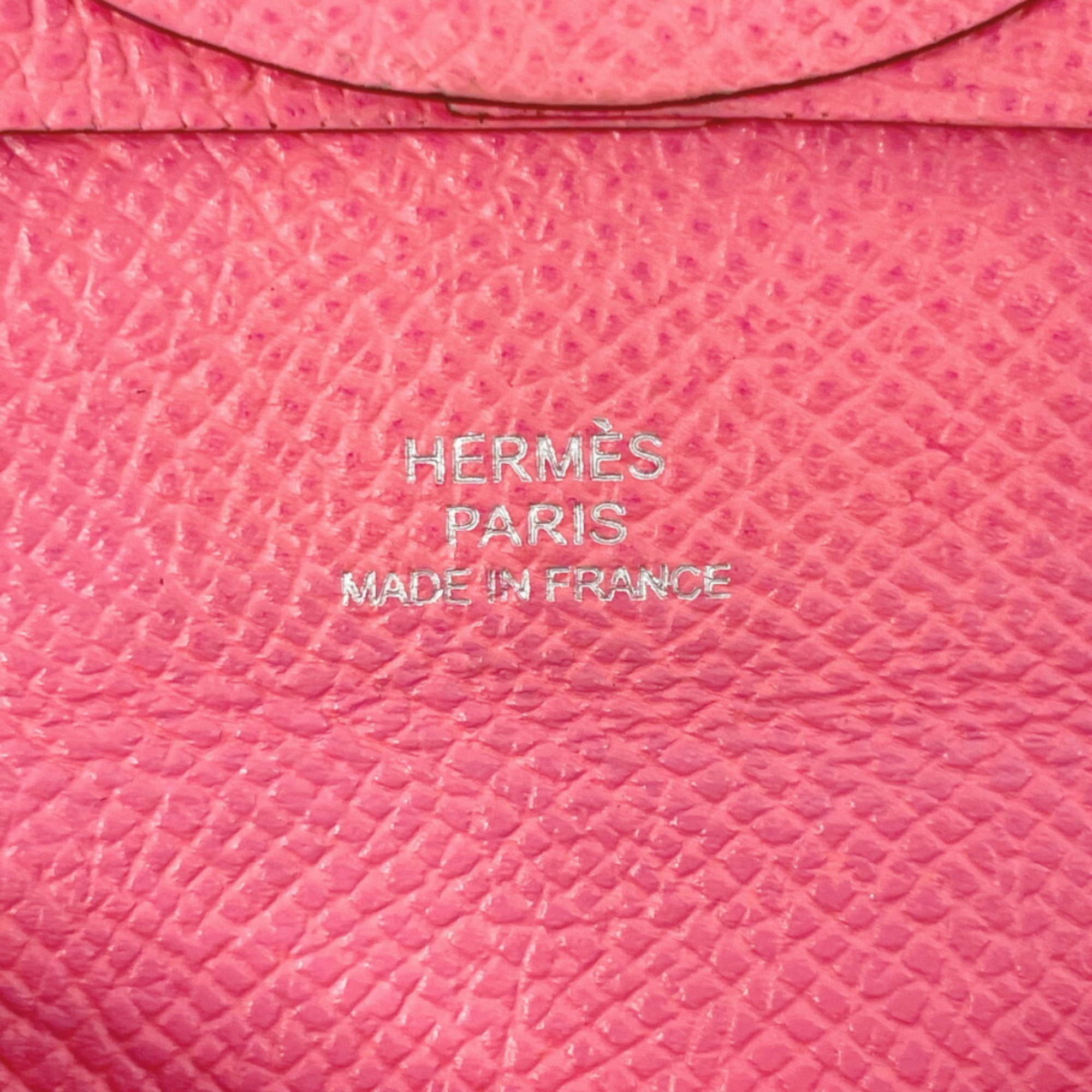 HERMES Bastia Wallet/Coin Case Vaux Epson Pink X Engraved Men's Women's
