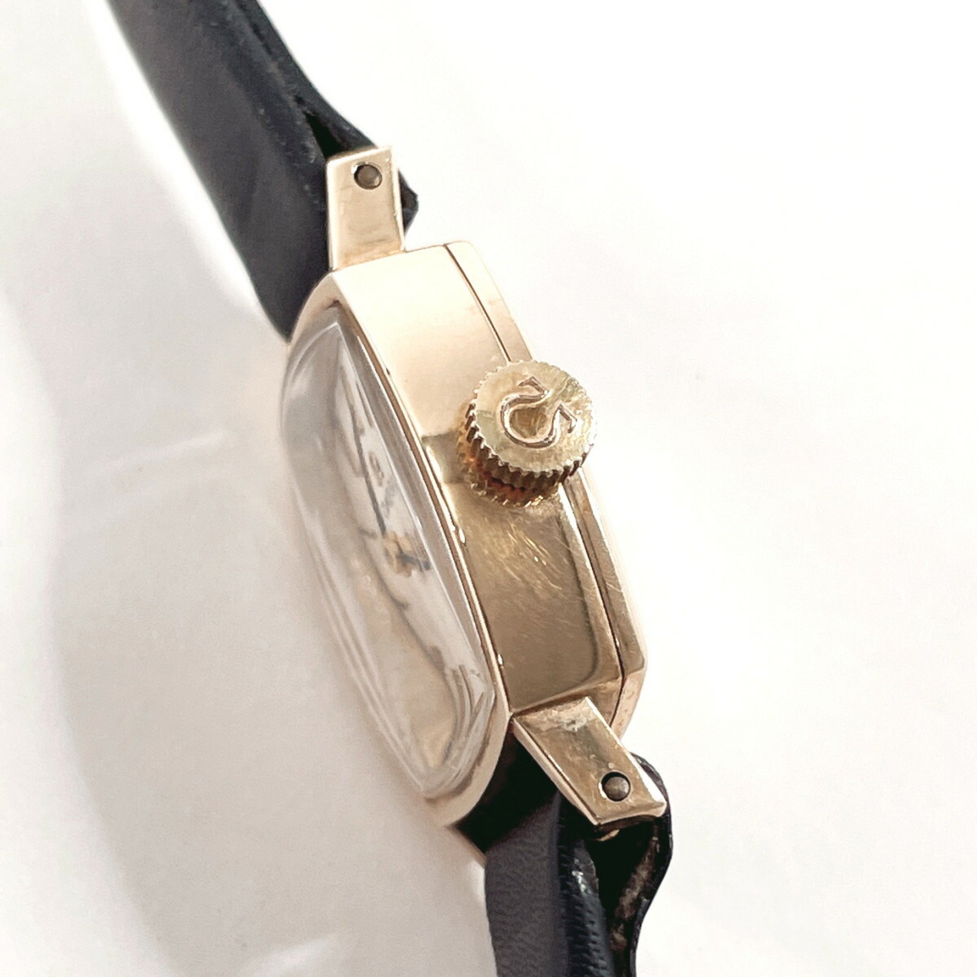 OMEGA Vintage 5115626 Watch Leather K9 Gold Manual Winding Silver Dial Ladies